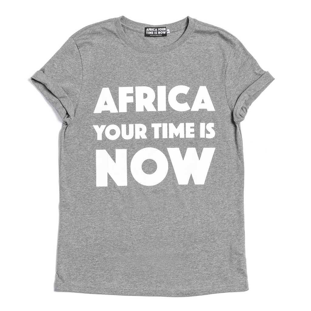 AFRICA your time is NOW adult t-shirt (grey melange)